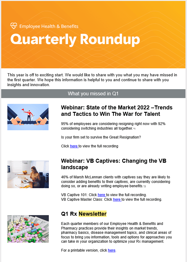 quarterly roundup newsletter email example